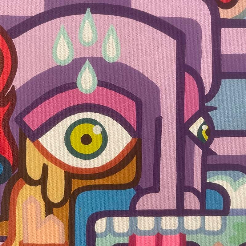 kunstwerk van kunstenaar Antwan Hoedemakers, kleurrijk werk