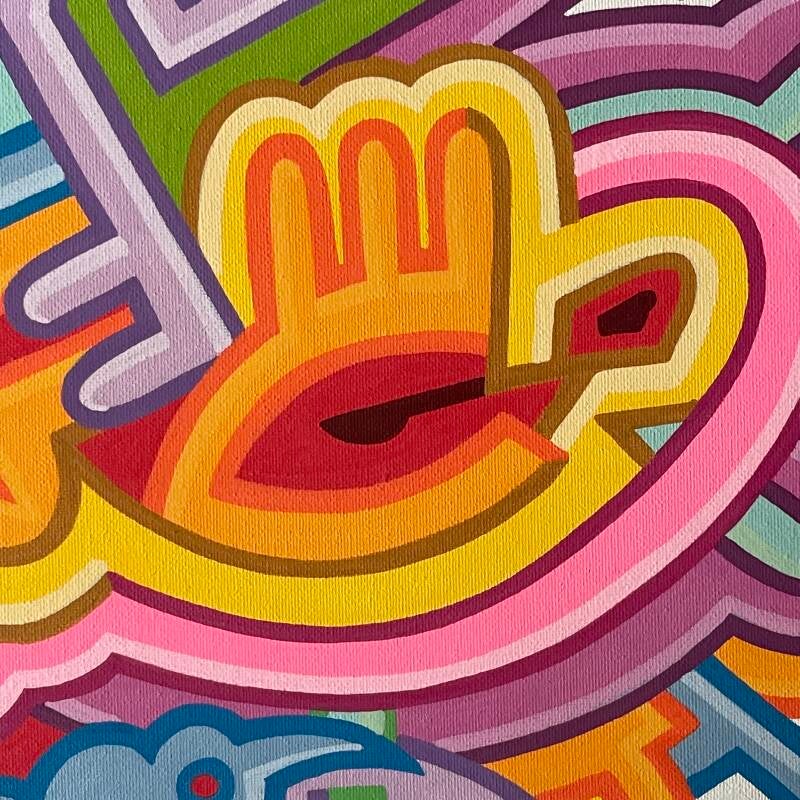 kunstwerk van kunstenaar Antwan Hoedemakers, kleurrijk werk in doodle-art stijl