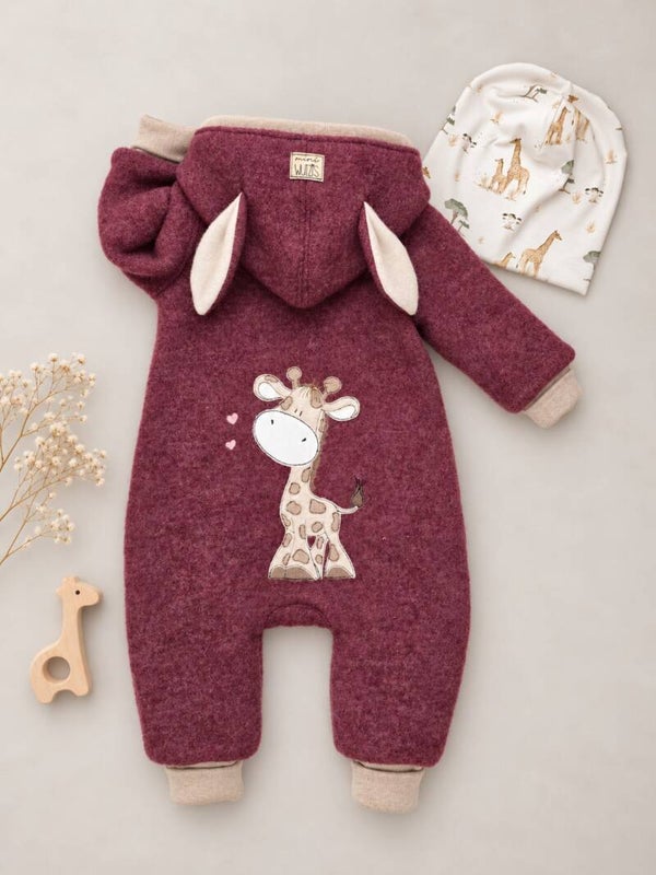 Wollwalk-Overall „Giraffenliebe“  Gr. 80+ – Wunschanfertigung