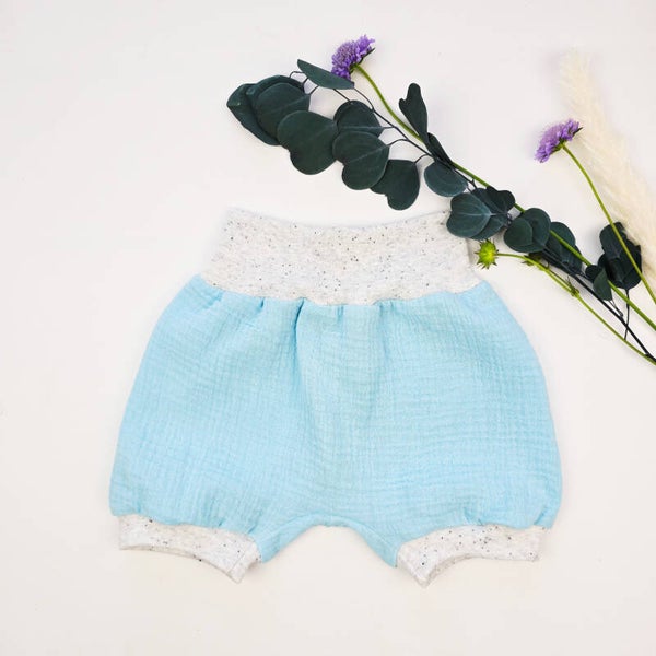 Musselinpumpshorts Aqua - Gr. 80-92