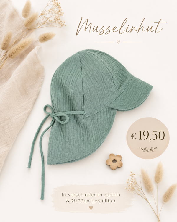 Musselinhut 49-53cm - Wunschanfertigung