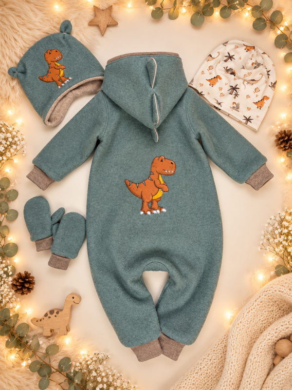 Wunschanfertigung Overall-Sets mit Merinofleece | Lila, Petrol & Smaragd | Gr. 74-80, 80-86, 98-104 | Gratis Beanie 🎁
