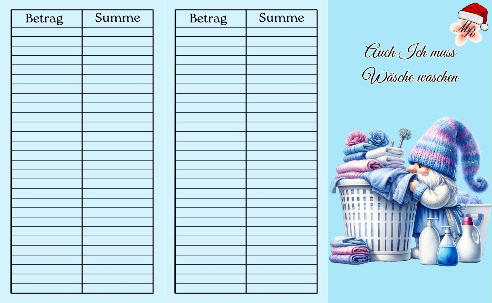 Klappkarte A14 Auch ich muss Wäsche waschen