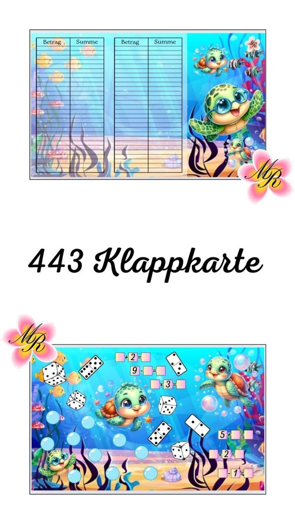 Klappkarte 443 Schildkröten würfeln