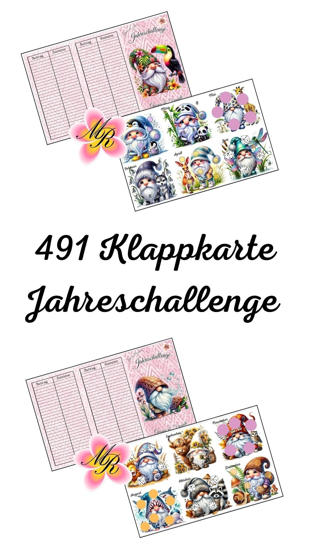 Klappkarte Jahreschallenge 491 Gnomie & Freunde