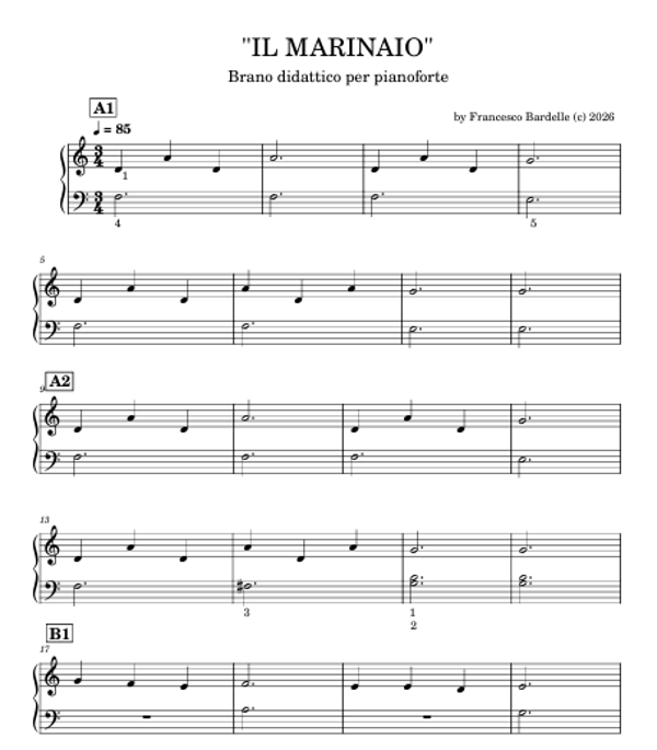 "IL MARINAIO" - Brano didattico per pianoforte (2 pagine, formato A4)