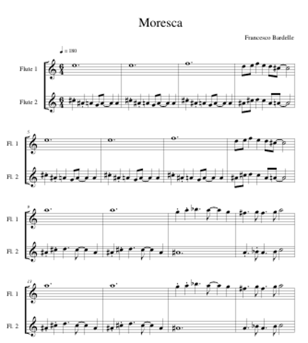 "MORESCA" - Duo per flauto traverso (3 pagine, formato A4)