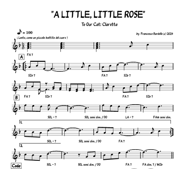 "A LITTLE, LITTLE ROSE" - Brano in stile Jazz Combo (2 pagine, formato A4)