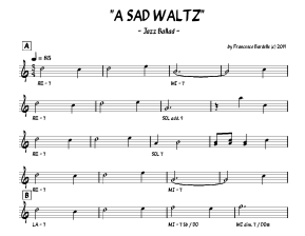 "A SAD WALTZ" - Brano in stile Jazz Combo (1 pagina, formato A4)