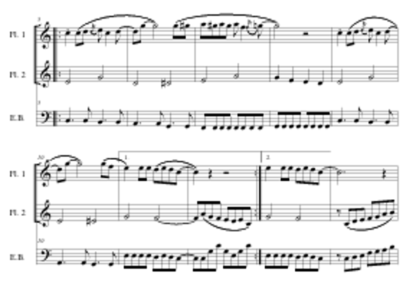 "GIOCHI D'ACQUA" - duetto didattico per Flauto Traverso + linea di Basso elettrico (2 pagine, formato A4)