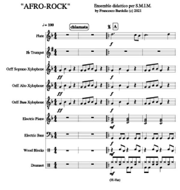 "AFRO ROCK" - ensemble didattico per piccola orchestra S.M.I.M. (6 pagine, formato A4)