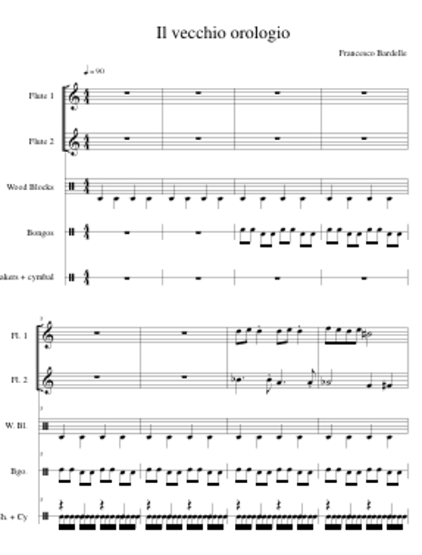 "IL VECCHIO OROLOGIO" - Brano didattico per piccolo ensemble (4 pagine, formato A4)