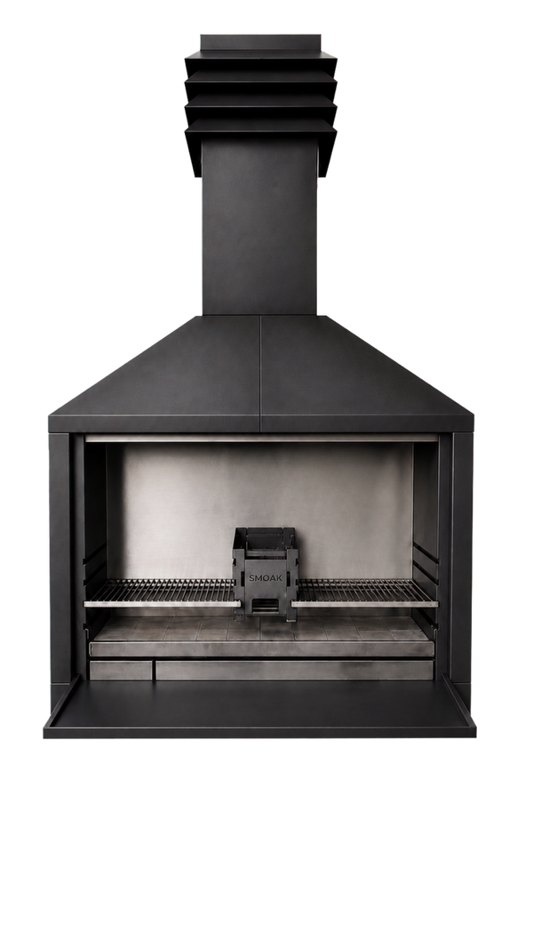 SmoakBraai FS1200 Black sans socle – Braai avec briques réfractaires