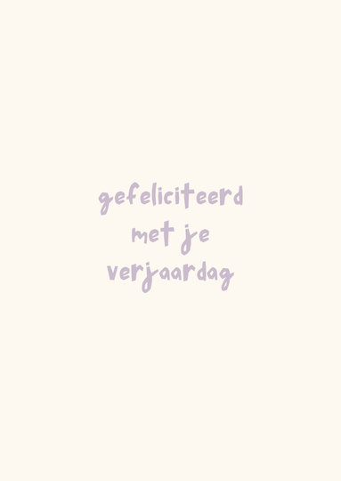 Kaart gefeliciteerd met je verjaardag lila