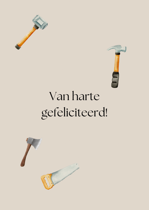 Kaart gefeliciteerd los gereedschap