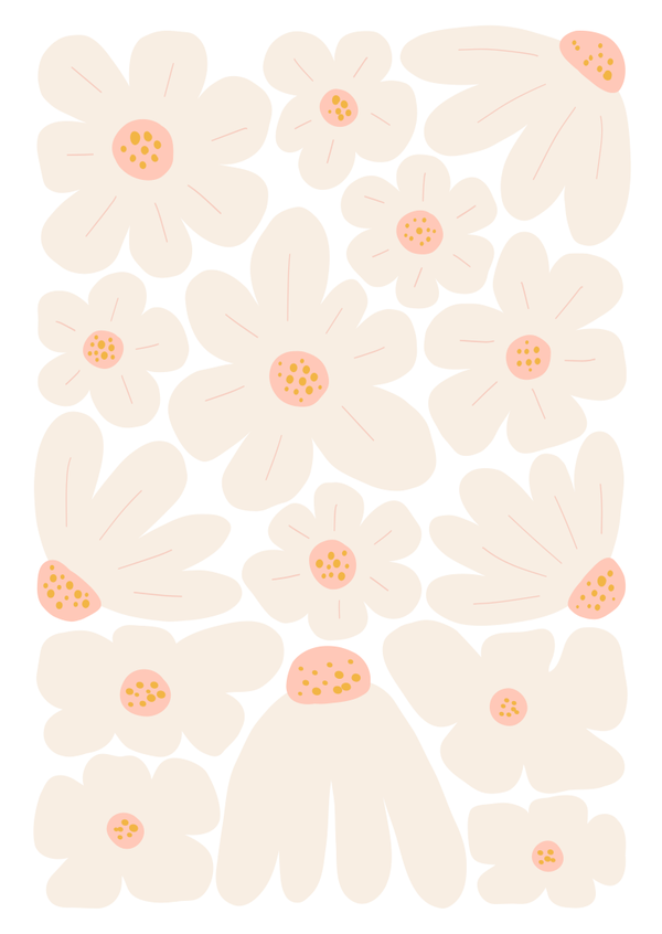 Kaart bloemen beige-roze zonder tekst