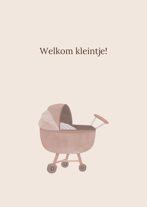Kaart welkom kleintje kinderwagen