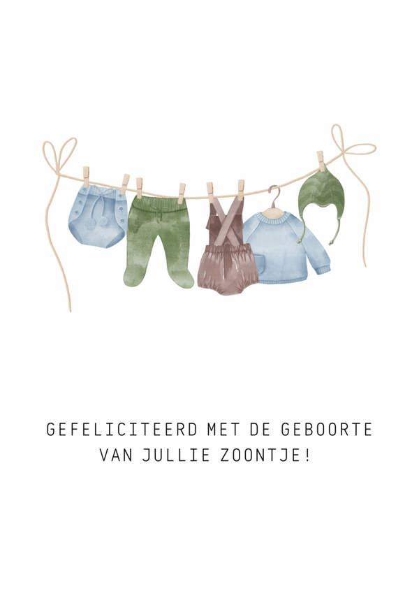 Kaart zoontje waslijn