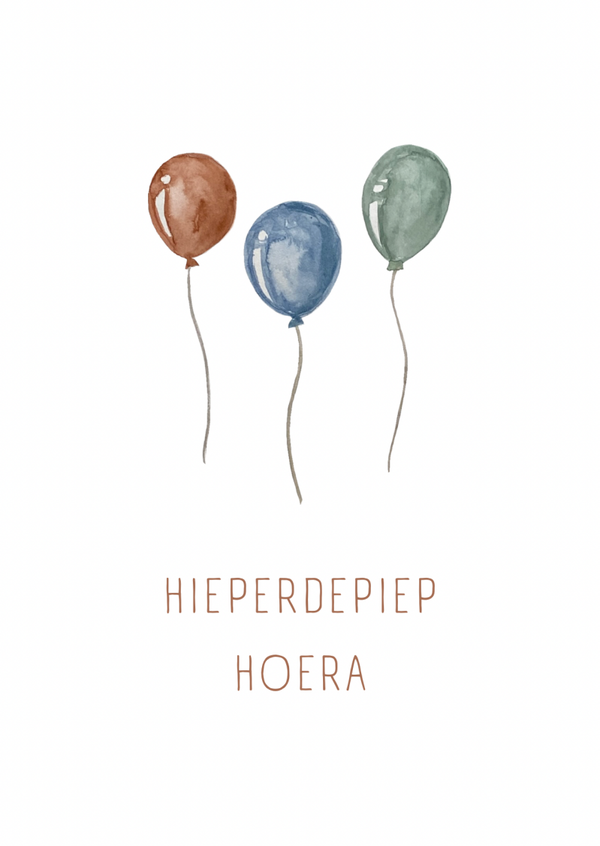 Kaart hieperdepiep hoera ballonnen