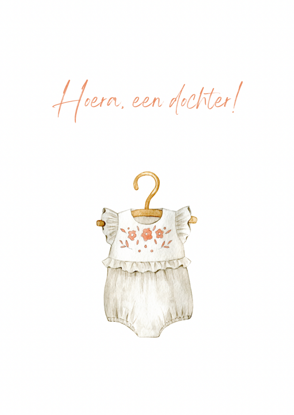 Kaart hoera een dochter rompertje