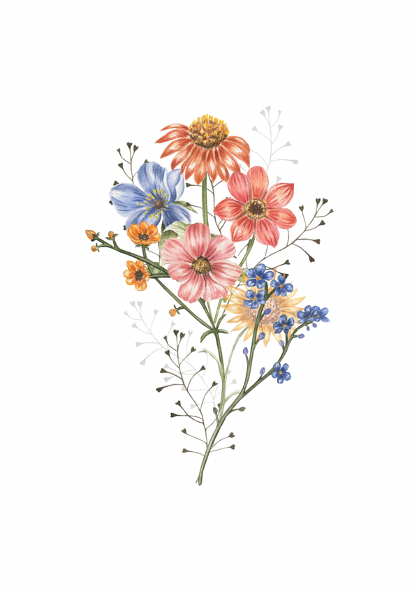 Kaart bloemen fleurig