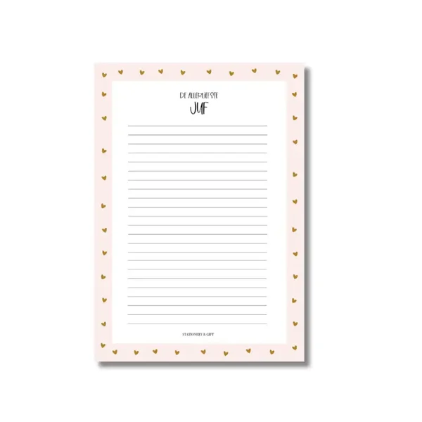 Notitieblok de allerliefste juf!