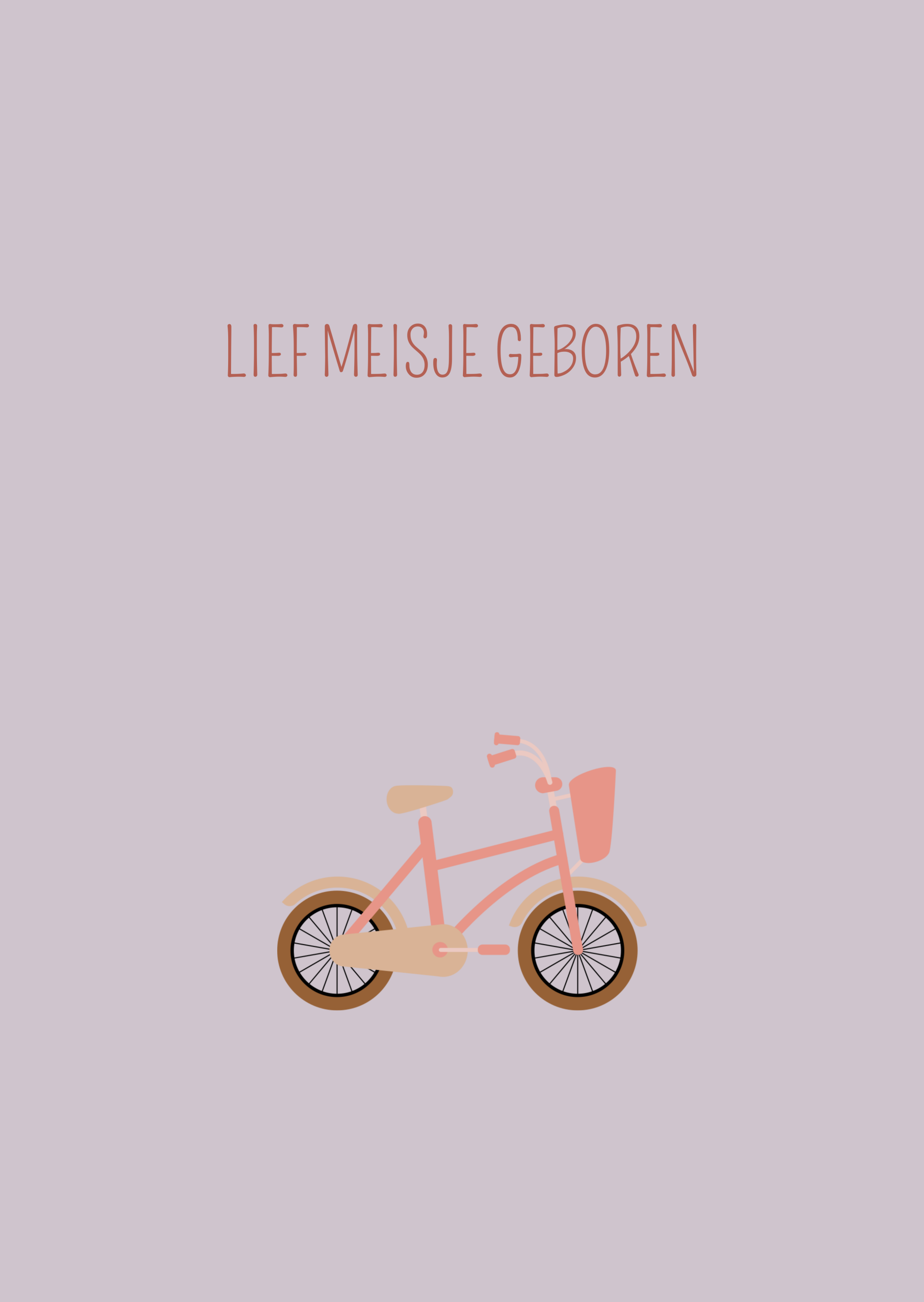 Kaart lief meisje geboren fietsje