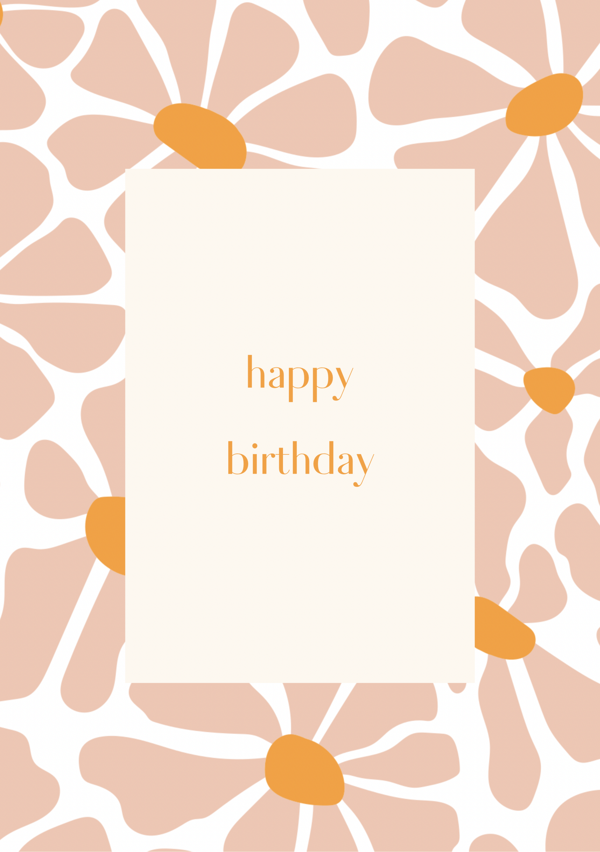 Mini kaart happy birthday bloemen oranje roze