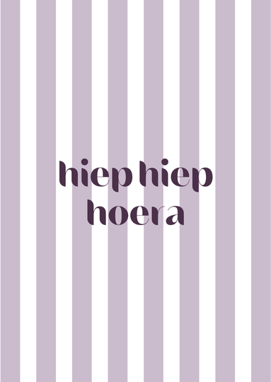 Kaart hiep hiep hoera lila