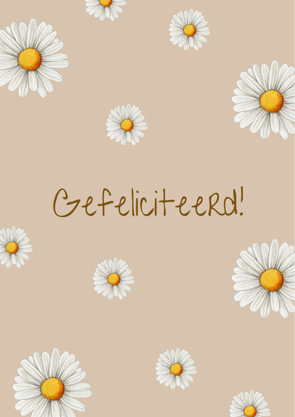 Kaart gefeliciteerd madeliefjes