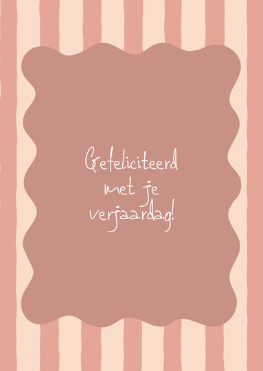 Kaart gefeliciteerd verjaardag roze streep