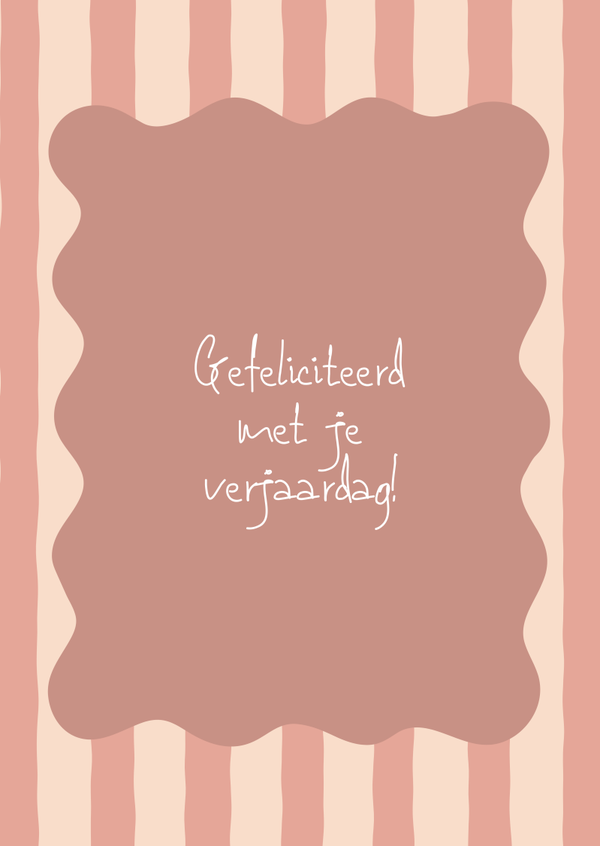 Kaart gefeliciteerd verjaardag roze streep