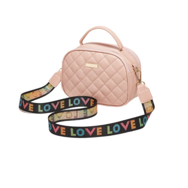 Handtas roze met love lint