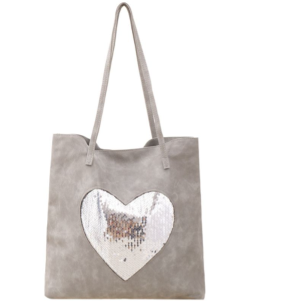 Shopper met hart grijs