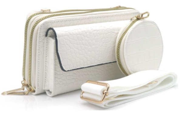 Croco tas met portefeuille wit