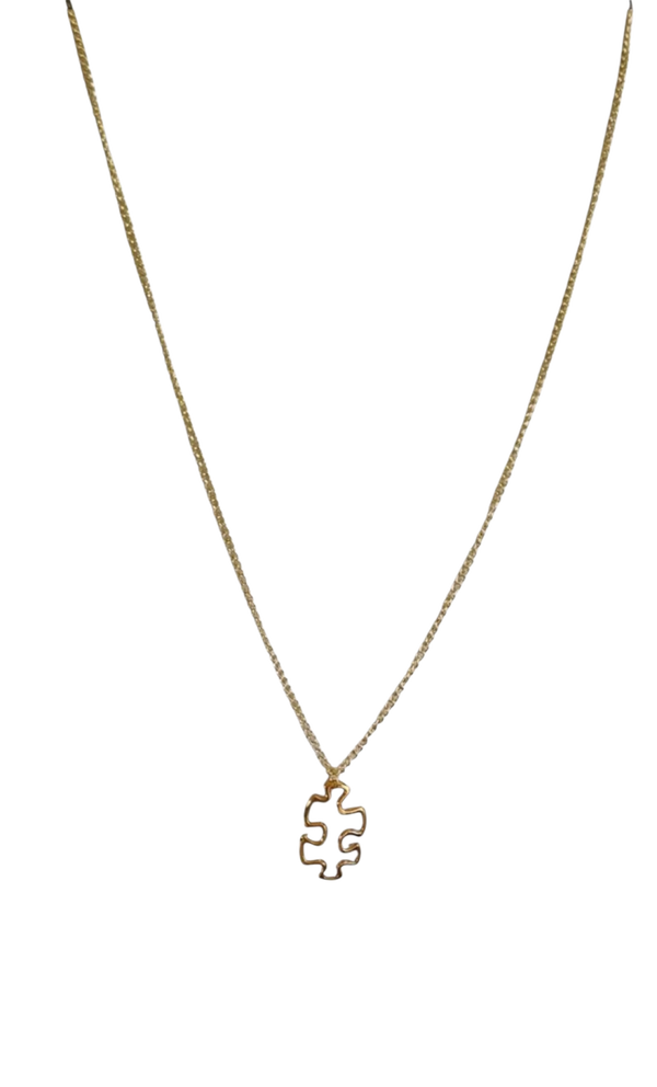 Lange goudkleurige, rose gold of zilverkleurige ketting met puzzelstukje