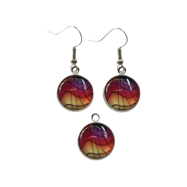 Sieradenset kleurrijke cabochon  14 mm