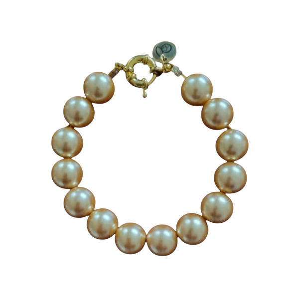 Goudkleurige parel  armband met boeisluiting