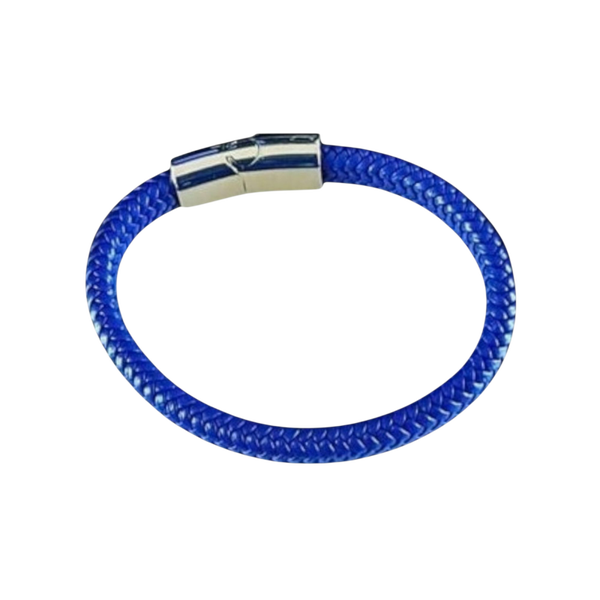 Leren armband blauw met  rvs sluiting