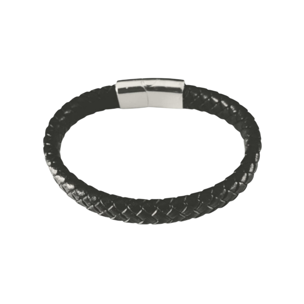 Leren armband zwart met rvs sluiting