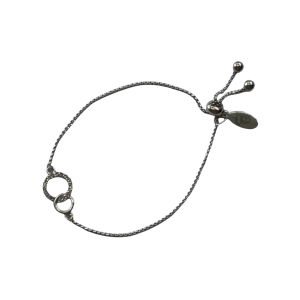 RVS zilveren verstelbare armband met dubbele ringen met kristal