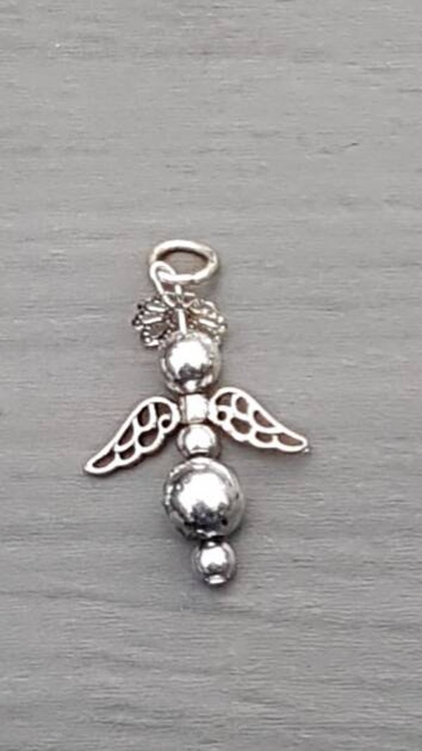 Hangertje wens engeltje / bescherm engeltje zilverkleur