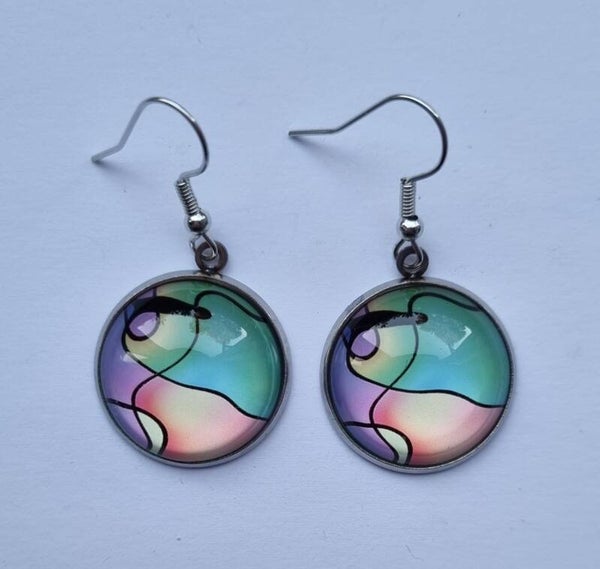 Oorhangers met kleurrijke cabochon 20 mm