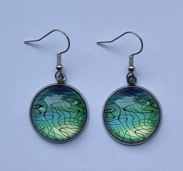 Oorhangers met kleurrijke cabochon 20 mm