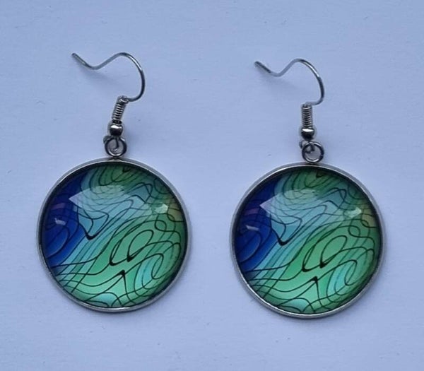 Oorhangers met kleurrijke cabochon 25 mm