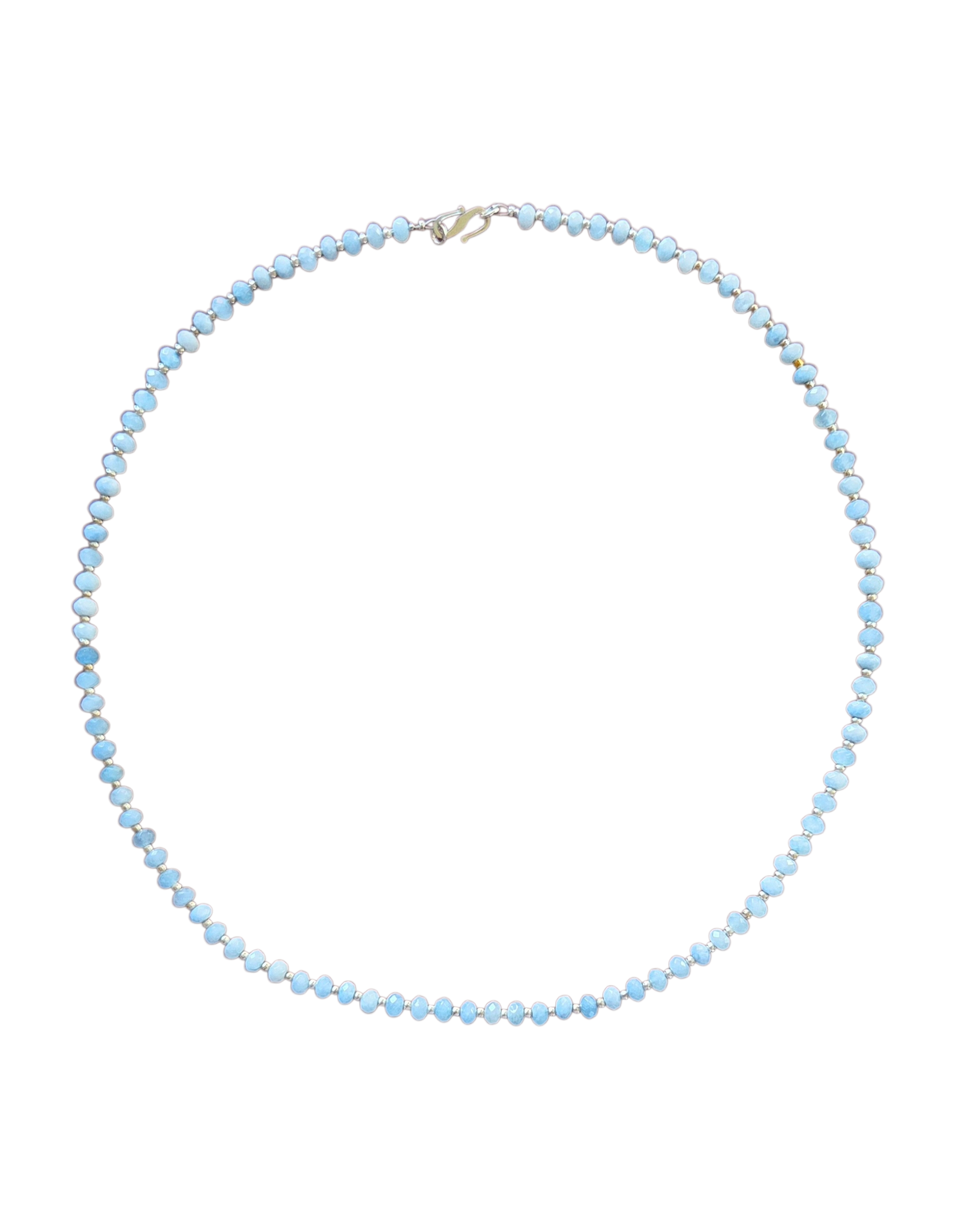 Edelsteenketting Aquamarijn met zilverkleurige accenten