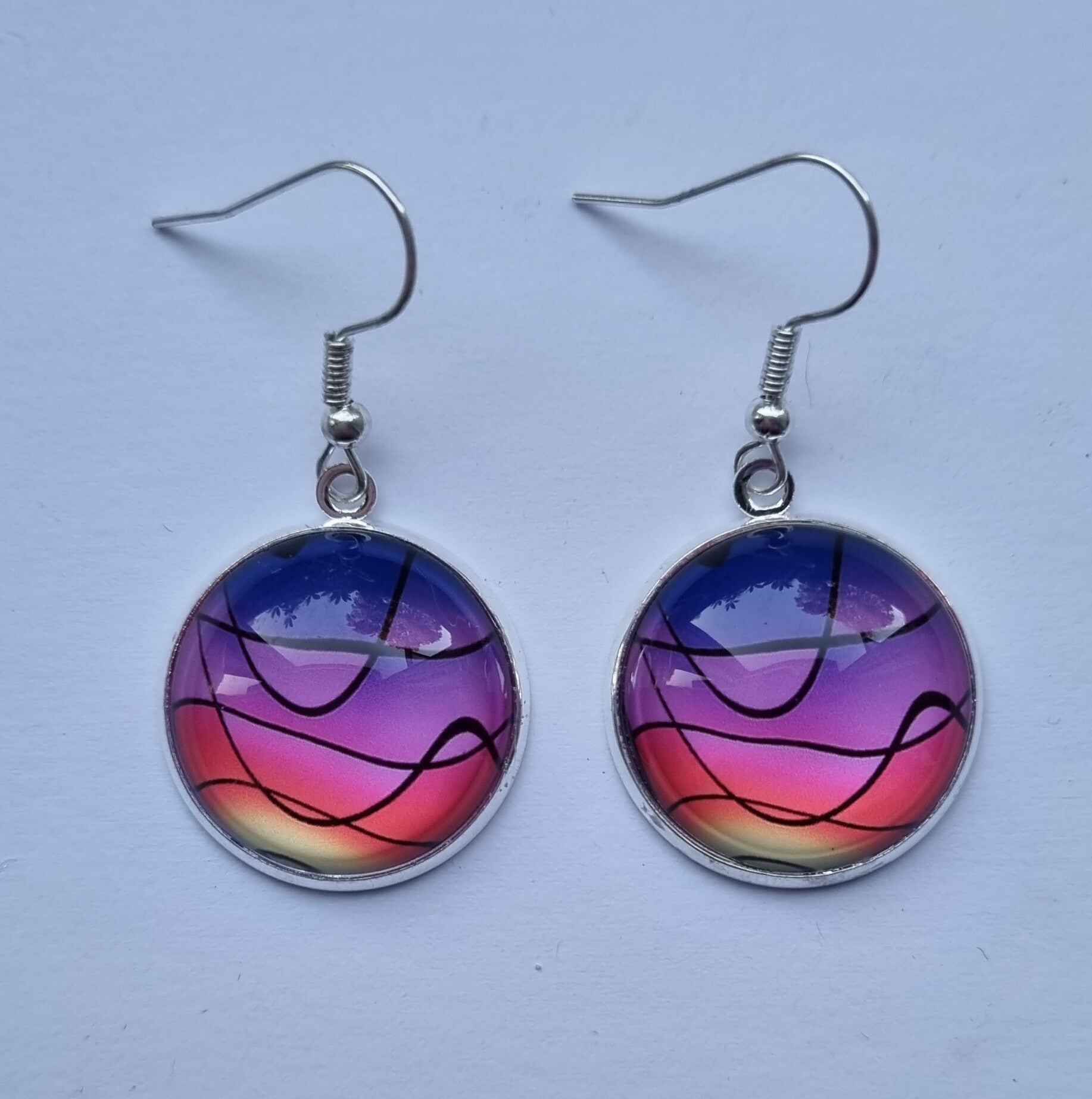 Oorhangers met kleurrijke cabochon 20 mm