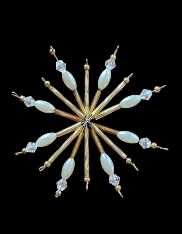 Kerstster 2 d goud parel en facet