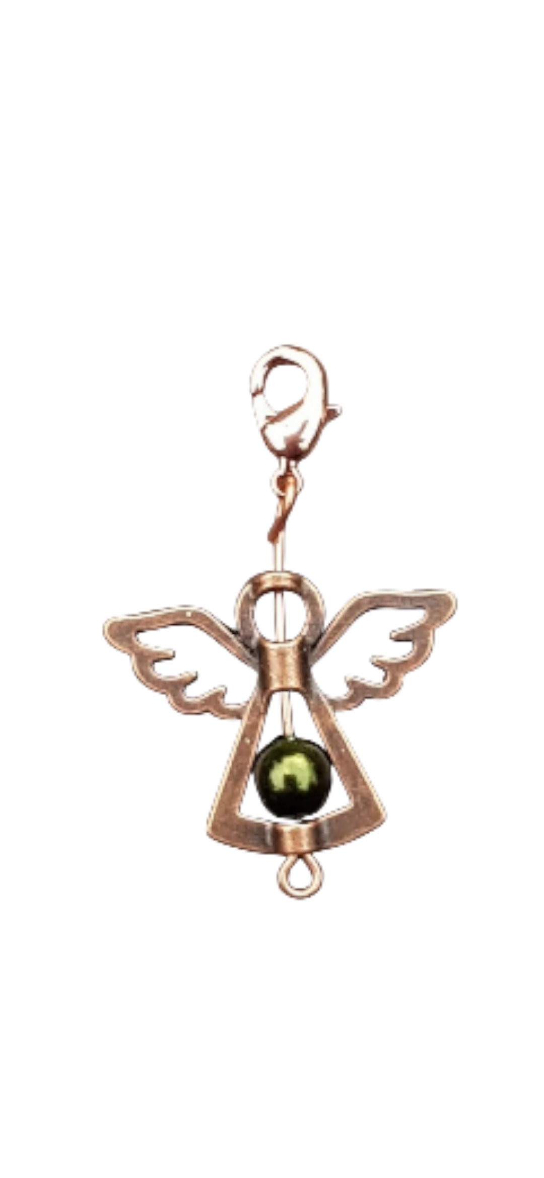 Wens engeltje / bescherm engeltje koper rose gold met parel en slotje. In diverse kleuren verkrijgbaar