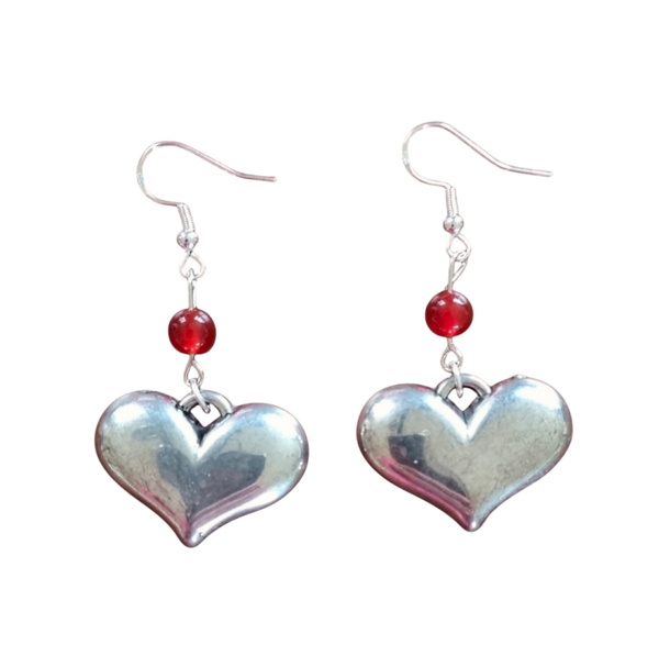 Zilveren oorbellen met echt zilver hart en edelsteen